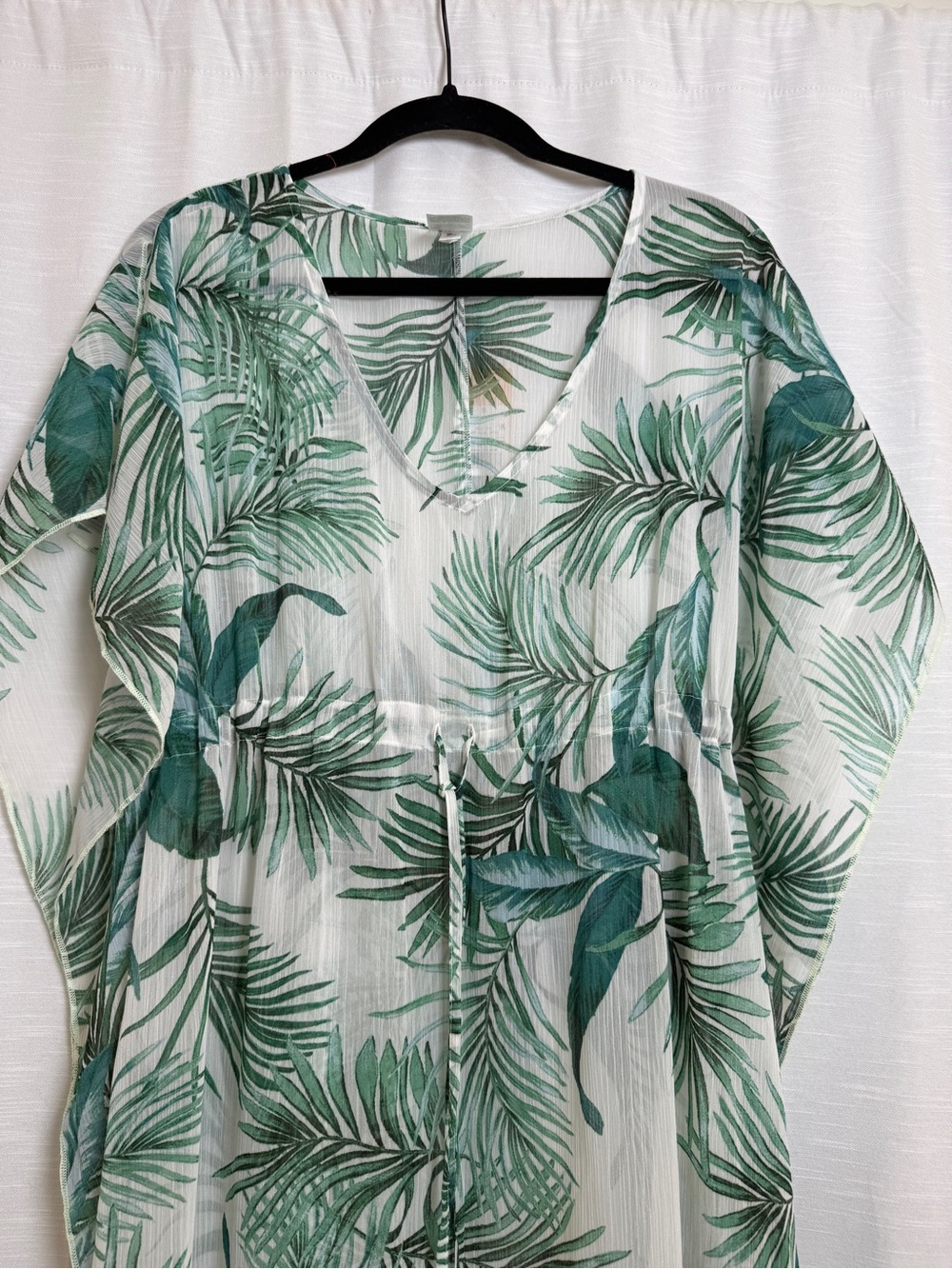 Kona Sol White Green Tropical Palm Print Maxi Cover Up Dress | Size S NWT - Picture 7 of 15